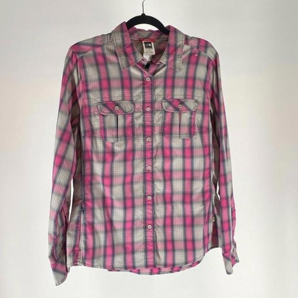 The North Face Stylish Pink Plaid Long Sleeve Shirt